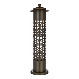VOLT® Cypress round brass bollard light with pattern siding to create elegant shadows using light.