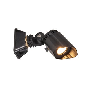 VOLT® Lusitano Mini Brass Lanai Light (Black) illuminated.