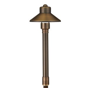 VOLT® Mini Flat Hat 5" Shade Brass path & area light for lighting driveways, sidewalks, patios, lawns and more.