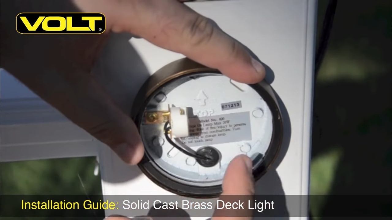 Step 13: Check the orientation of the deck light to make sure that the top is facing up.