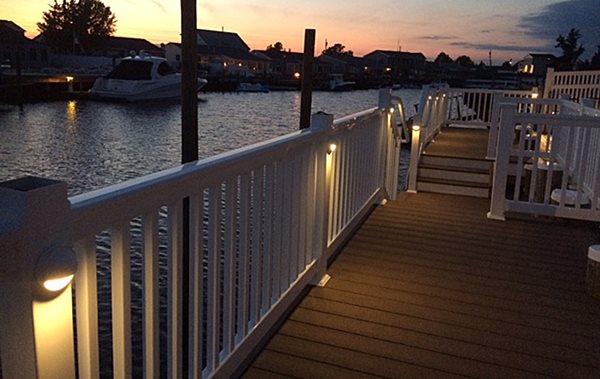 VOLT® Deck Lights illuminating a waterfront dock