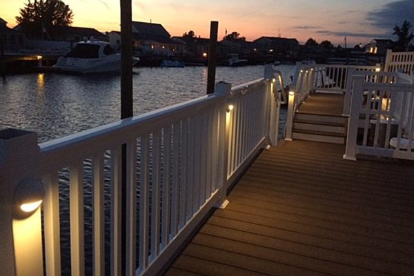 VOLT® Deck Lights illuminating a waterfront dock