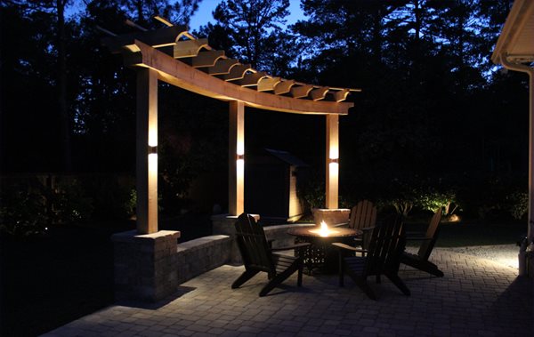 Illuminated Patio and Pagoda